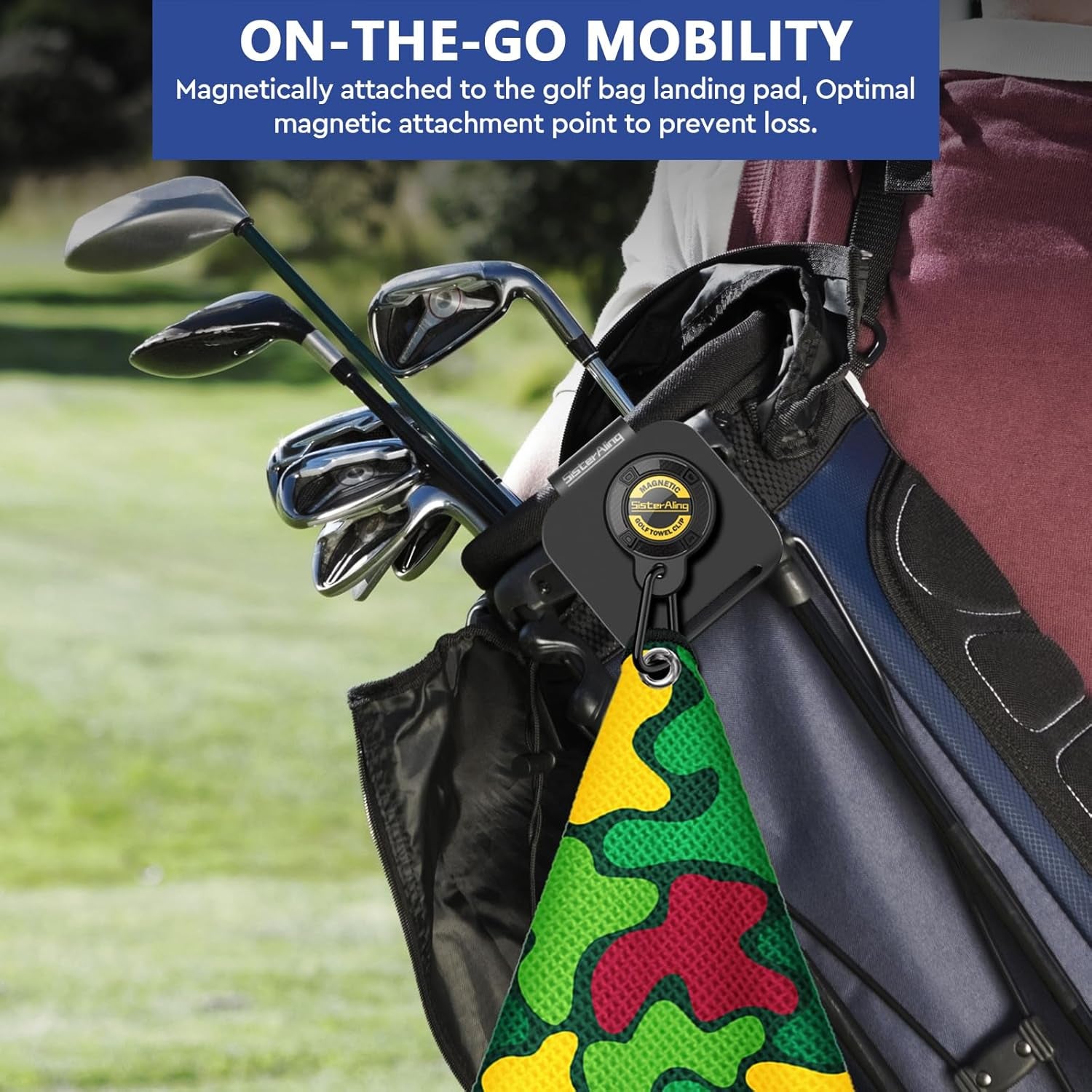 Magnetic Golf Towel Clip Set - Industrial Strength Magnet for Strong Hold to Carts, Bags or Clubs - Easy Cleaner Accessories - Men'S Equipment - Golf Gifts
